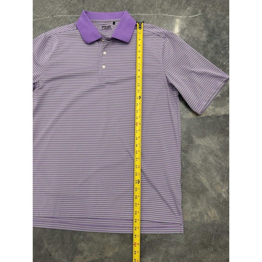 Ping Performance Striped Purple/Gray Short Sleeved Golf Polo Shirt Men's Large - Picture 2 of 9